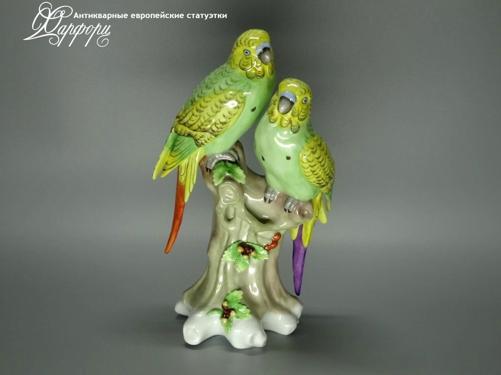 Купить фарфоровые статуэтки Sitzendorf, Волнистые попугаи, Германия